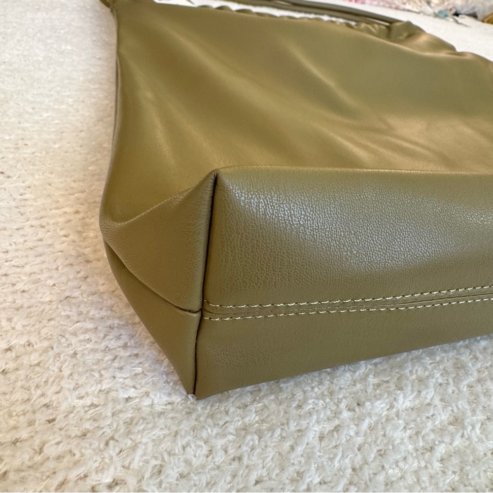 Anthropologie Large Scrunched Tote Olive Green - Picture 5 of 13